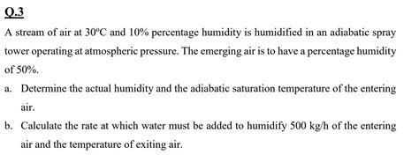 Solved Q A Stream Of Air At C And Percentage Chegg