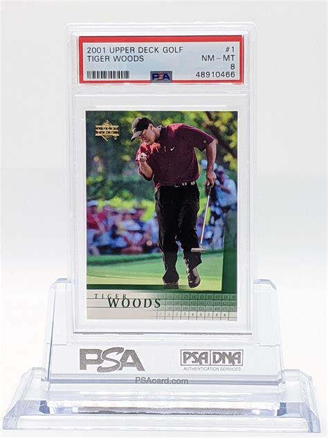 2001 Upper Deck Tiger Woods Rookie Card 1 Psa 8 Hall Of Fame Relics