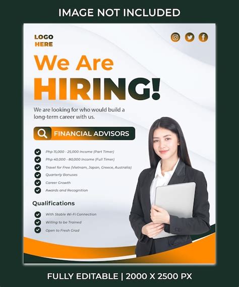 Premium Psd Psd Hiring Financial Advisor Poster