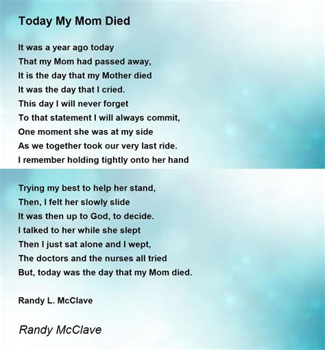 My Mother Has Passed Away Poems In English | Sitedoct.org