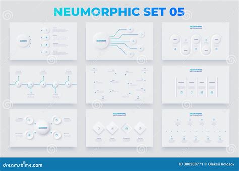 Neumorphism Infographics Elements Set With 3 4 And 5 Options Battery