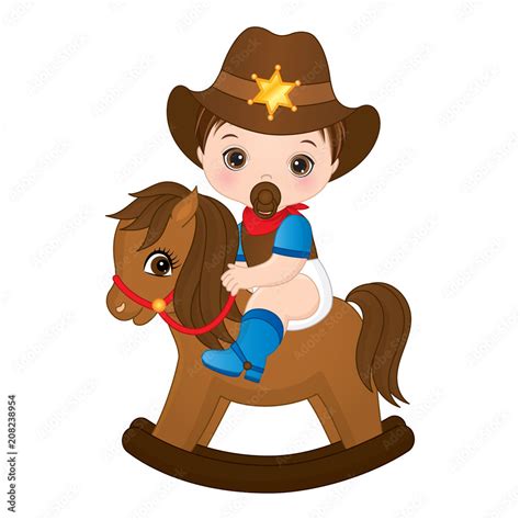 Vector Cute Little Baby Boy Dressed as Cowboy Stock Vector | Adobe Stock