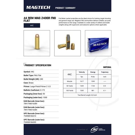 44 REM MAG MAGTECH FMJ 240GRS