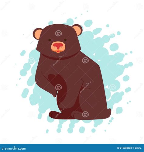 Funny Brown Cute Bear Character Standing Cartoon Vector Illustration