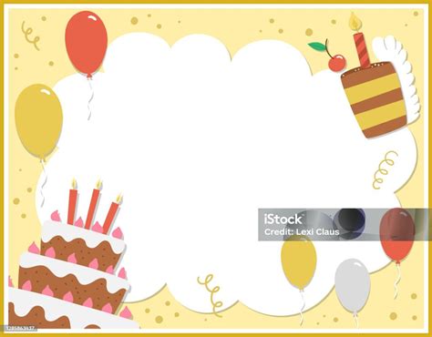 Template Kartu Ucapan Pesta Ulang Tahun Dengan Kue Lucu Dan Lilin