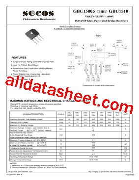 GBU1510 Datasheet(PDF) - SeCoS Halbleitertechnologie GmbH