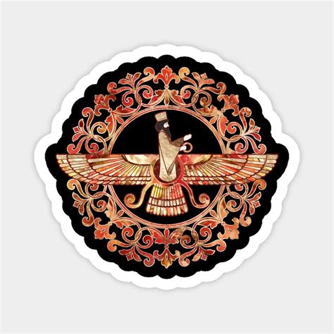 Farohar Faravahar Fravashi Marble And Gold Magnet In Marble