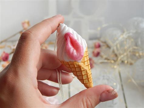 Ice Cream Vagina Pendant Vulva Polymer Clay Necklace Pussy Etsy