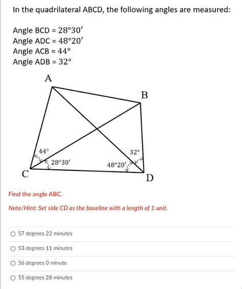 Solved In The Quadrilateral Abcd The Following Angles Are Chegg