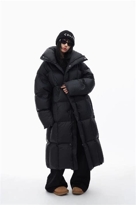 Long Down Trench Coat Down Jacket Hooded Jacket Trench Coat Black