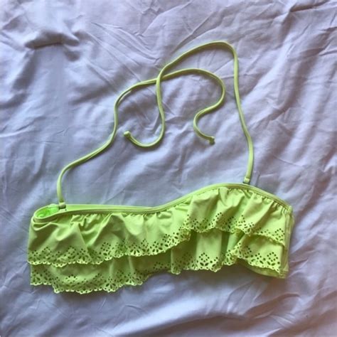 Gilly Hicks Swim Neon Ruffle Bandeau Bikini Top Gilly Hicks Size