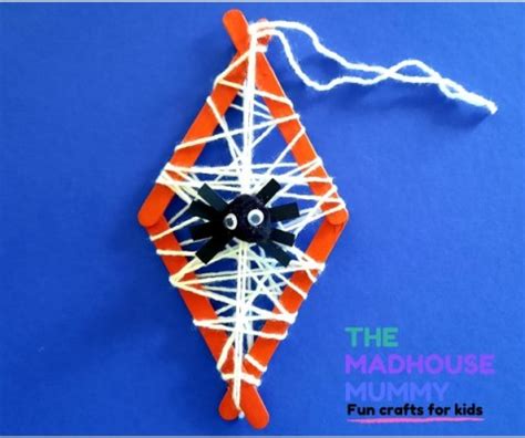 Popsicle stick spider web - This Crafty Family - crafts for kids