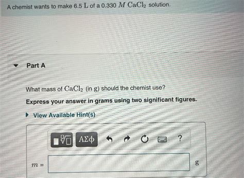 Solved A Chemist Wants To Make L Of A Mcaclcl Chegg