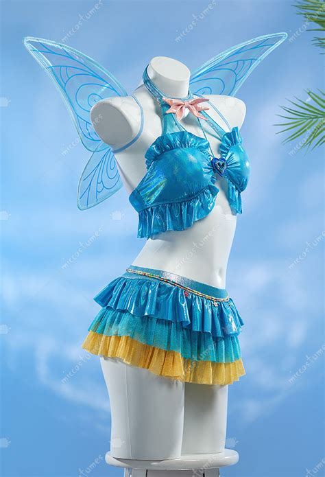 Fairy Club Bloom Derivative Swimsuit Blue Ruffle Bikini Set Two Piece Bathing Suit Top