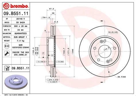 Brembo X Bremsscheibe Vorne Mm Innenbel Ftet F R Hyundai Sonata