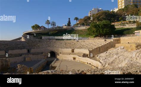 Amphitheatre Of Tarragona Road Hill View K Spain Stock Video Footage