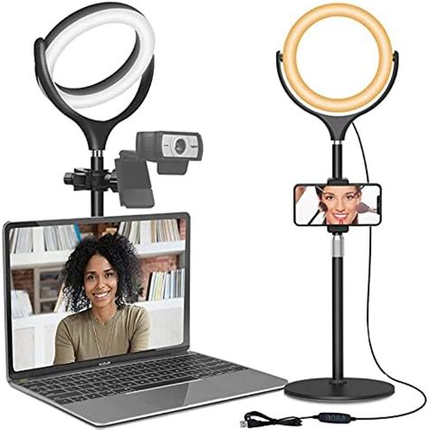 Computer Ring Light For Video Conferencing Lighting - Desk Zoom Light For Laptop With Stand ...