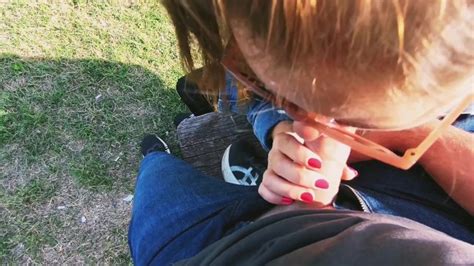 Risky Public Park POV Blowjob On A Sunny Day From Hot Brunette