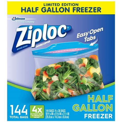 Ziploc Half Gallon Freezer Bags 4 Boxes Of 36 Bags Total Of 144 Bags