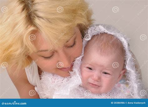 Blonde Woman With Her Baby Stock Photo Image Of Face