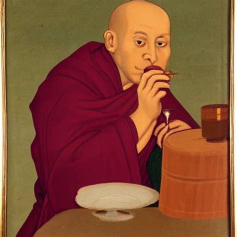 painting of a monk drinking wine in the style of | Stable Diffusion ...