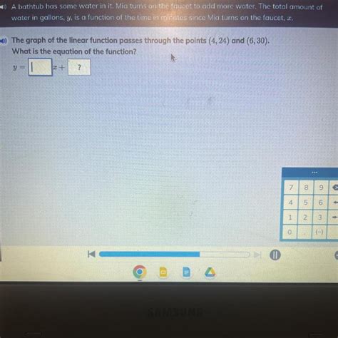 The Graph Of The Linear Function Passes Through The Points 4 24 And 6 30 What Is The