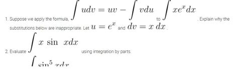 Solved Udv Uv Vdu Re Dx 1 Suppose We Apply The Formula To