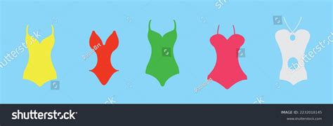 Set Swimsuit Lingerie Technical Fashion Illustration Stock Vector