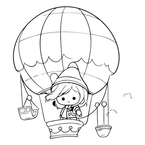 Premium Vector Cute Girl Flying On Hot Air Balloon Cartoon Vector Illustration Graphic Design