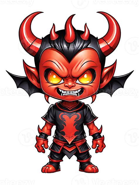 Ai Generated Chibi Demon With Horns Cartoon Character Llustration On