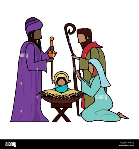 merry christmas nativity christian cartoon Stock Vector Image & Art - Alamy