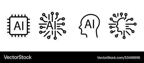 ai icon design artificial intelligence white vector image