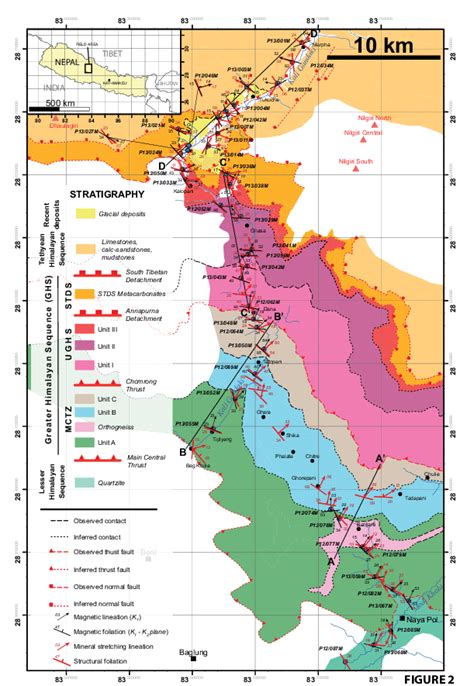 Geological Map Of The Kali Gandaki Valley Showing Orientations Of