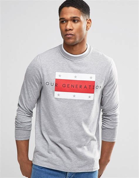 Image Of Asos Long Sleeve T Shirt With Flag Print Tshirt Design Men