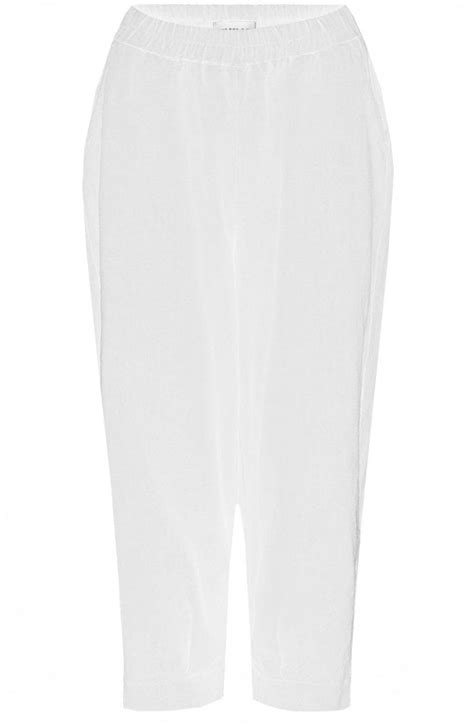 Thing White Tapered Ankle Length Linen Trousers Trousers From Shirt