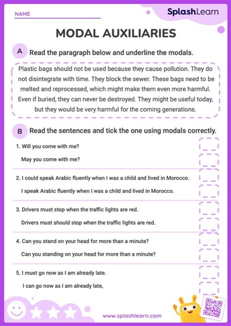 Spot The Modal Auxiliaries Worksheet