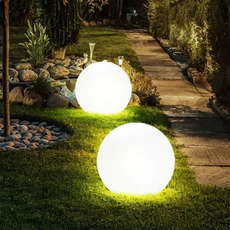 Lampe Solaire Boule Clairage D Ext Rieur Led Sph Rique De Jardin Blanc