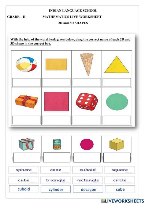 Sort 2d And 3d Shapes Interactive Worksheet Worksheets Library