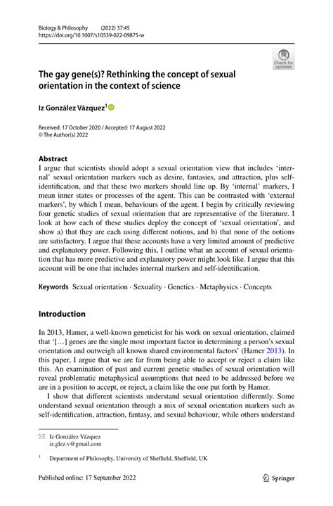 PDF The Gay Gene S Rethinking The Concept Of Sexual Orientation In The Context Of Science