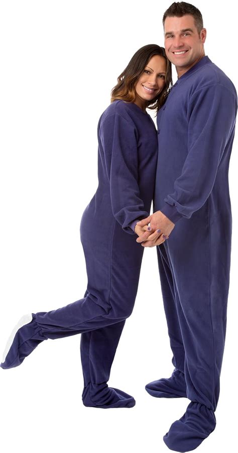 Big Feet Pjs Purple Micro Polar Fleece Adult Footed Pajamas With Drop