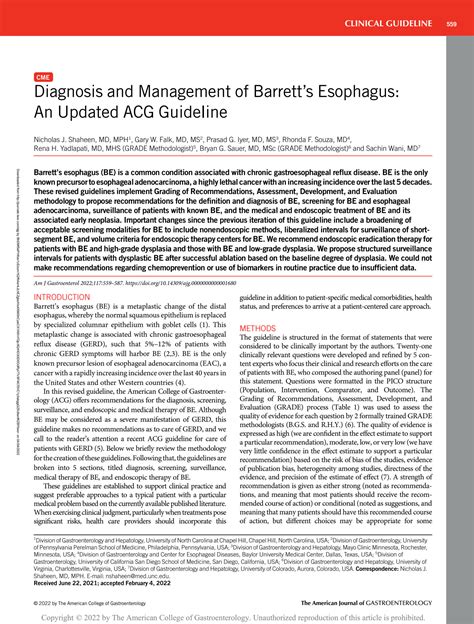 Solution Acg Diagnosis And Management Of Barrett S Esophagus