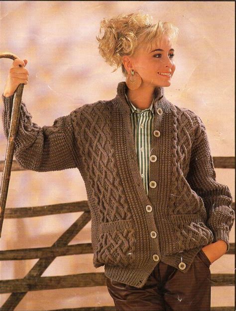 Womens Aran Cardigan Knitting Pattern Pdf Ladies Cable Jacket 32 42 Aran Worsted 10ply Pdf