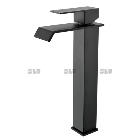 Matte Black Washroom Single Handle Hot Cold Water Sink Faucet Vanity Deck Mounted Bathroom