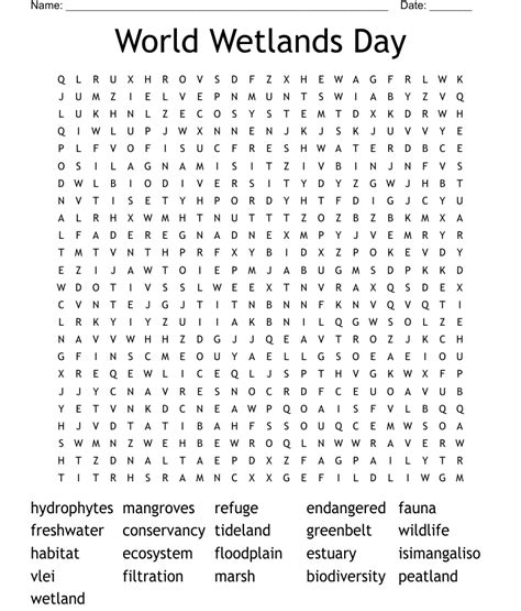 World Wetlands Day Word Search Wordmint