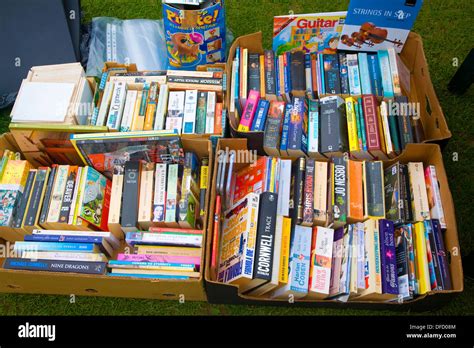 Second hand paperback books on sale car boot sale UK Stock Photo ...