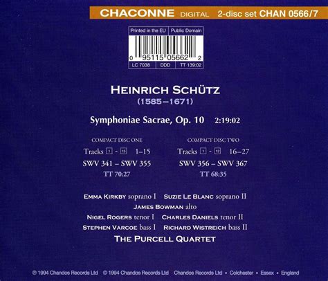 Heinrich Schütz Symphoniae sacrae II SWV 341 367 2 CDs jpc