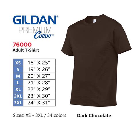 Gildan Premium Dark Chocolate Brown 76000 100 Cotton Plain Tshirt