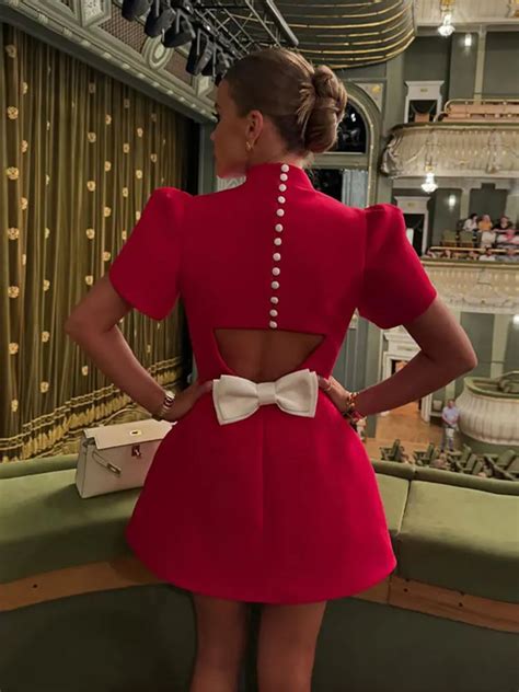 Женское мини-платье на пуговицах с бантом сзади | AliExpress