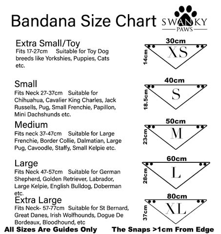 Dog Bandana Sizing Guide - Swanky Paws