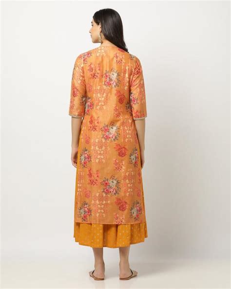 Embroidered Empire Dress With Floral Shrug JioMart